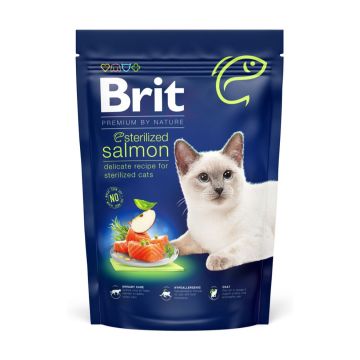 BRIT Premium by Nature Sterilized, Somon, hrană uscată pisici sterilizate, 800g