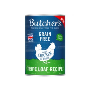 BUTCHER'S Original, XS-XL, Pui și Burtă, conservă hrană umedă fără cereale câini, (pate), 400g