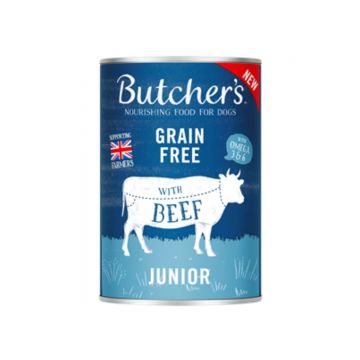 BUTCHER'S Original, XS-XL, Vită, conservă hrană umedă fără cereale câini junior, (în aspic), 400g