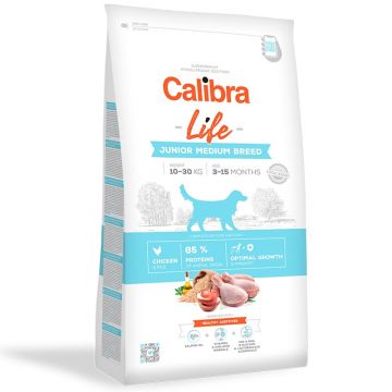 Calibra Dog Life Junior Medium Breed cu Pui, 12 Kg