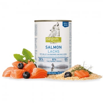 ISEGRIM, XS-XL, Somon, conservă hrană umedă fără cereale câini, (în sos), 400g ISEGRIM, XS-XL, Somon, conservă hrană umedă fără cereale câini, (în sos), 400g