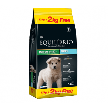 Equilibrio Medium Puppy, 12 + 2 kg Gratuit