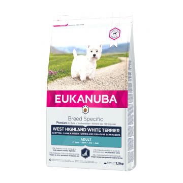 EUKANUBA Breed Specific Adult West Highland White Terrier, Pui, hrană uscată câini, 2.5kg