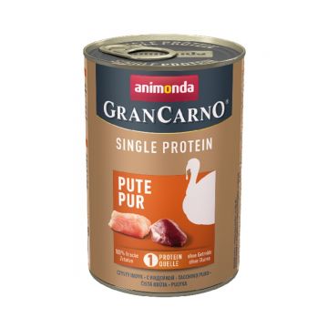 GRANCARNO, Mono Proteina de curcan, conservă hrană umedă pentru câini, (in aspic), 400g