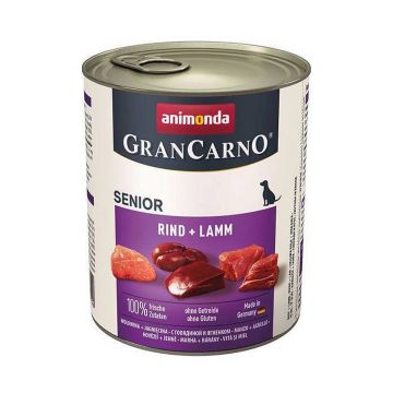 GRANCARNO, Senior, mânzat și miel, conservă hrană umedă câini, (in aspic), 800g