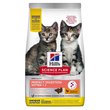 HILL'S Science Plan Perfect Digestion Kitten, hrană uscată pisici junior, sistem digestiv, 300g