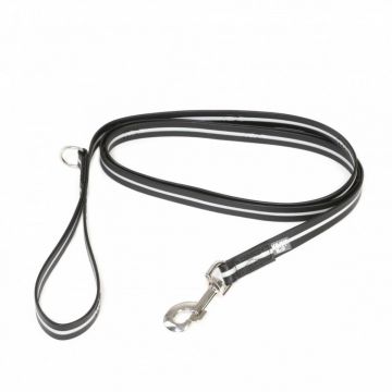 JULIUS-K9 IDC Rope, lesă fosforescentă cu mâner și inel câini, cauciuc, 19mm x 2m, negru de firma originala