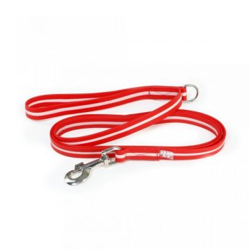 JULIUS-K9 IDC Rope, lesă fosforescentă cu mâner și inel câini, cauciuc, 19mm x 2m, roșu de firma originala