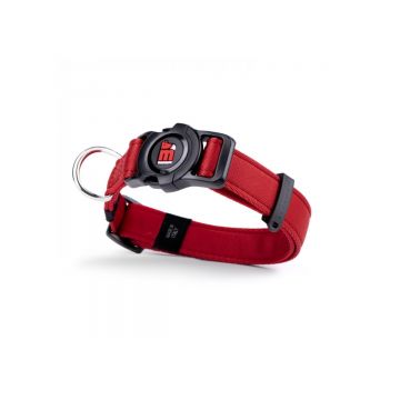MYFAMILY Memopet, zgardă ajustabilă cu NFC câini, textil, 26-37cm, roșu
