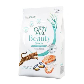 OPTIMEAL Beauty Fitness, Fructe de mare, hrană uscată fără cereale pisici, managementul greutății OPTIMEAL Beauty Fitness, Fructe de Mare, hrană uscată fără cereale pisici, obezitate, 1.5kg