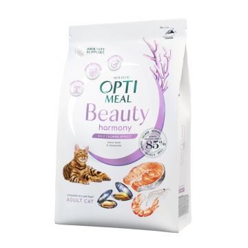 OPTIMEAL Beauty Harmony, Fructe de mare, hrană uscată pisici, efect calmant OPTIMEAL Beauty Harmony Fructe de Mare hrană uscată pisici sistem nervos & calmante 1.5kg