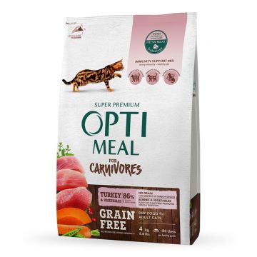 OPTIMEAL, Curcan cu legume, hrană uscată fără cereale pisici OPTIMEAL, Curcan și Legume, hrană uscată fără cereale pisici, 4kg