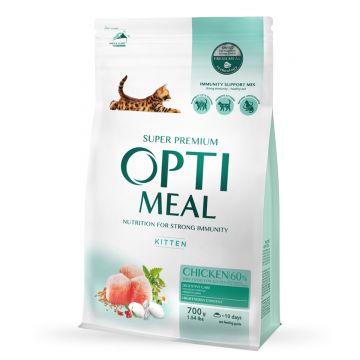 OPTIMEAL Kitten, Pui, hrană uscată pisici junior, 700g