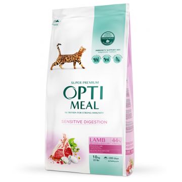 OPTIMEAL Sensitive, Miel, hrană uscată pisici, sesibilități digestive OPTIMEAL Sensitive, Miel, hrană uscată pisici, sistem digestiv, 10kg
