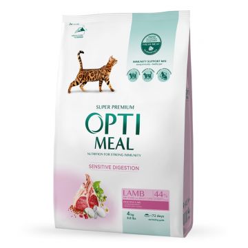 OPTIMEAL Sensitive, Miel, hrană uscată pisici, sesibilități digestive OPTIMEAL Sensitive, Miel, hrană uscată pisici, sistem digestiv, 4kg