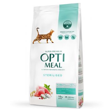 OPTIMEAL Sterilised, Curcan cu Ovăz, hrană uscată pisici sterilizate OPTIMEAL Sterilised, Curcan, hrană uscată pisici sterilizate, 10kg