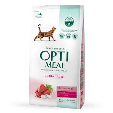 OPTIMEAL, Vită, hrană uscată pisici, 1.5kg