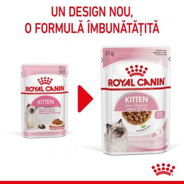 Royal Canin Kitten, hrană umedă pisici, (în sos) ROYAL CANIN Kitten, plic hrană umedă pisici, (în sos), 85g