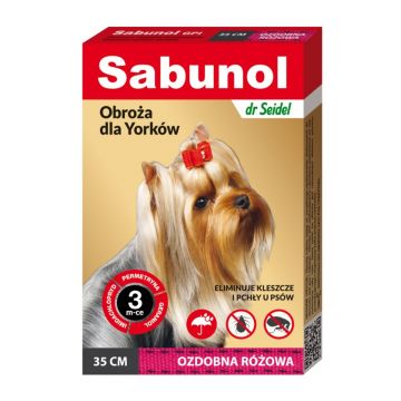 SABUNOL GPI, deparazitare externă câini, zgardă, XS-S(2 - 10kg), 35 cm, roz, 1buc