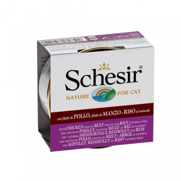 Schesir Cat Conserva Pui, Vita si Orez, 85 g