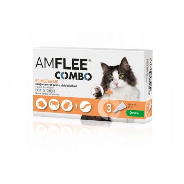 AMFLEE Combo Cat, spot-on, soluție antiparazitară, pisici si dihori, 3 pipete ieftin