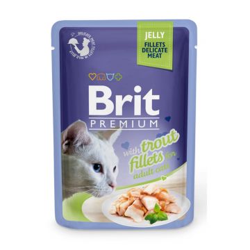 BRIT Premium, File Păstrăv, plic hrană umedă pisici, (în aspic), 85g