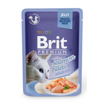 BRIT Premium, File Somon, plic hrană umedă pisici, (în aspic), 85g