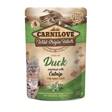 CARNILOVE, File Rață cu Catnip, hrană umedă fără cereale pisici, (în sos) CARNILOVE, File Rață cu Catnip, plic hrană umedă fără cereale pisici, (în sos), 85g