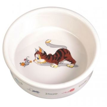 Castron Ceramic pentru Pisica 0.2 litri/11 cm, Alb