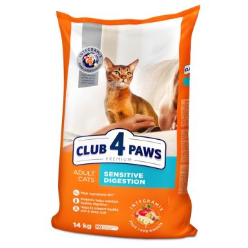 CLUB 4 PAWS Premium Sensitive Digestion, Pui, hrană uscată pisici, sistem digestiv, 14kg