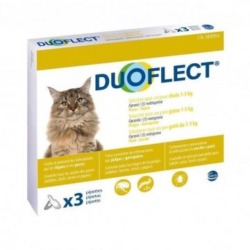 DUOFLECT, spot-on, soluție antiparazitară, pisici 0.5-5kg, 3 pipete ieftin