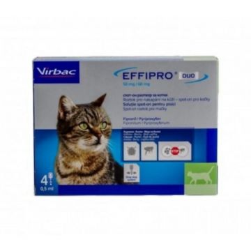 EFFIPRO Duo CT, deparazitare externă pisici, pipetă repelentă(1 - 6kg), 4buc ieftin