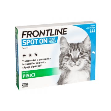 FRONTLINE Spot-On, soluție antiparazitară, pisici, 3 pipete de firma original