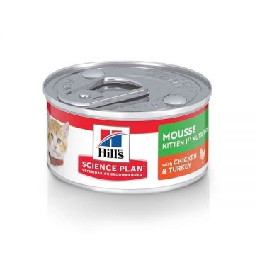 Hill's SP Feline Kitten Mousse Pui, si Curcan, 82 g