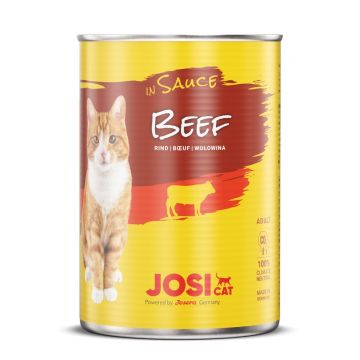 JOSICAT, Vită, conservă hrană umedă pisici, (în sos) JOSICAT, Vită, bax conservă hrană umedă pisici, (în sos), 415g x 12