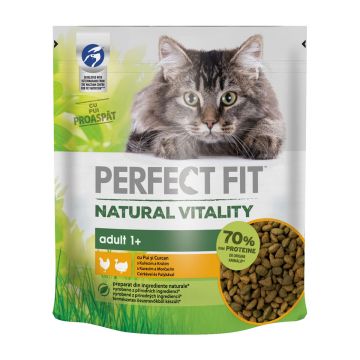 PERFECT FIT Natural Vitality, Pui si Curcan, hrană uscată pisici, 650g