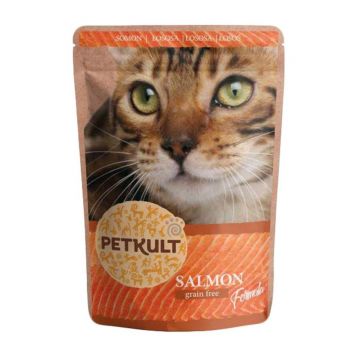 PETKULT Somon, hrană umedă fără cereale pisici PETKULT Somon, plic hrană umedă fără cereale pisici, 100g