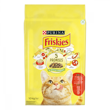 PURINA Friskies Adult, Vită și Pui cu Legume, hrană uscată pisici, 10kg