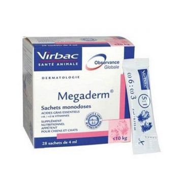 Supliment Alimentar Megaderm Virbac 4 ml, 28 de pliculete Supliment Alimentar Megaderm Virbac 4 ml, 28 de pliculete