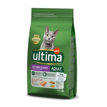 ULTIMA Cat Sterilised Adult, Somon, hrană uscată pisici sterilizate, 1.5kg