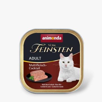 VOM FEINSTEN Multi Cocktail, Vită, Pui, Curcan, Iepure și Miel, tăviță hrană umedă fără cereale pisici, apetit capricios, (pate), 100g