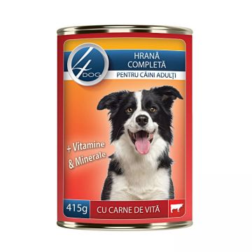 4Dog Conserva cu Carne de Vita, 415 g