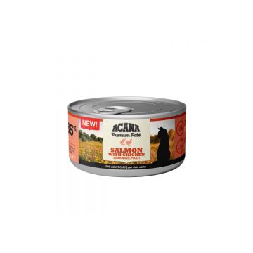 ACANA Premium Pate, Somon și Pui, conservă hrană umedă fără cereale pisici, (pate), 85g