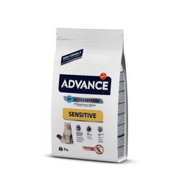 ADVANCE Cat Sensitive, Somon, hrană uscată pisici, sensibilități digestive ADVANCE Sensitive, Somon, hrană uscată pisici, sistem digestiv, 3kg