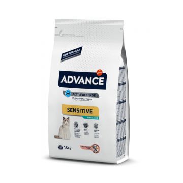 ADVANCE Cat Sensitive Sterilized, Somon, hrană uscată pisici sterilizate, sensibilități digestive ADVANCE Sensitive Adult Sterilized, Somon, hrană uscată pisici sterilizate, sistem digestiv,1.5kg