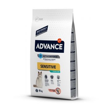 ADVANCE Cat Sensitive Sterilized, Somon, hrană uscată pisici sterilizate, sensibilități digestive ADVANCE Sensitive Adult Sterilized, Somon, hrană uscată pisici sterilizate, sistem digestiv, 10kg