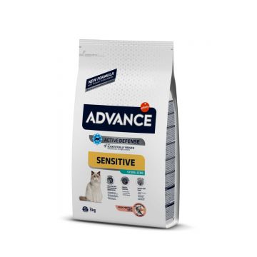 ADVANCE Cat Sensitive Sterilized, Somon, hrană uscată pisici sterilizate, sensibilități digestive ADVANCE Sensitive Adult Sterilized, Somon, hrană uscată pisici sterilizate, sistem digestiv, 3kg