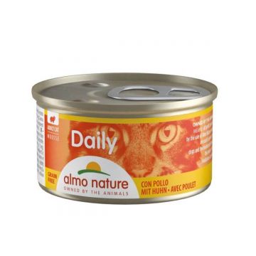 ALMO NATURE Daily Cat, Pui, conservă hrană umedă fără cereale pisici, (pate), 85g