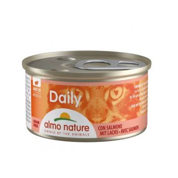 ALMO NATURE Daily Cat, Somon, conservă hrană umedă fără cereale pisici, (pate), 85g