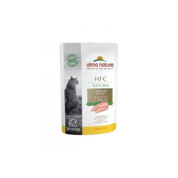 ALMO NATURE HFC, Pui, plic hrană umedă pisici, (în supă), 55g